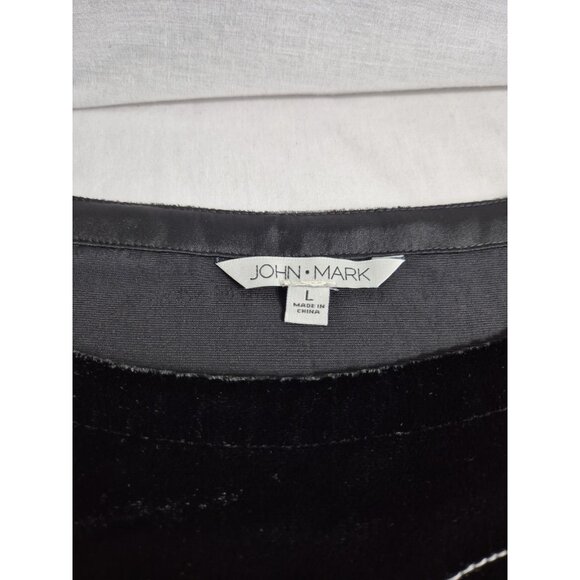 John Mark Women's Tunic Top Size L Boat Neck Velvet Black Embroidered Floral (53 - Picture 5 of 13